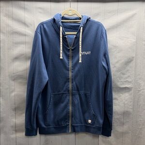 Marine Layer Blue Full Zip Hoodie Sweatshirt Jacket with Intuit Logo